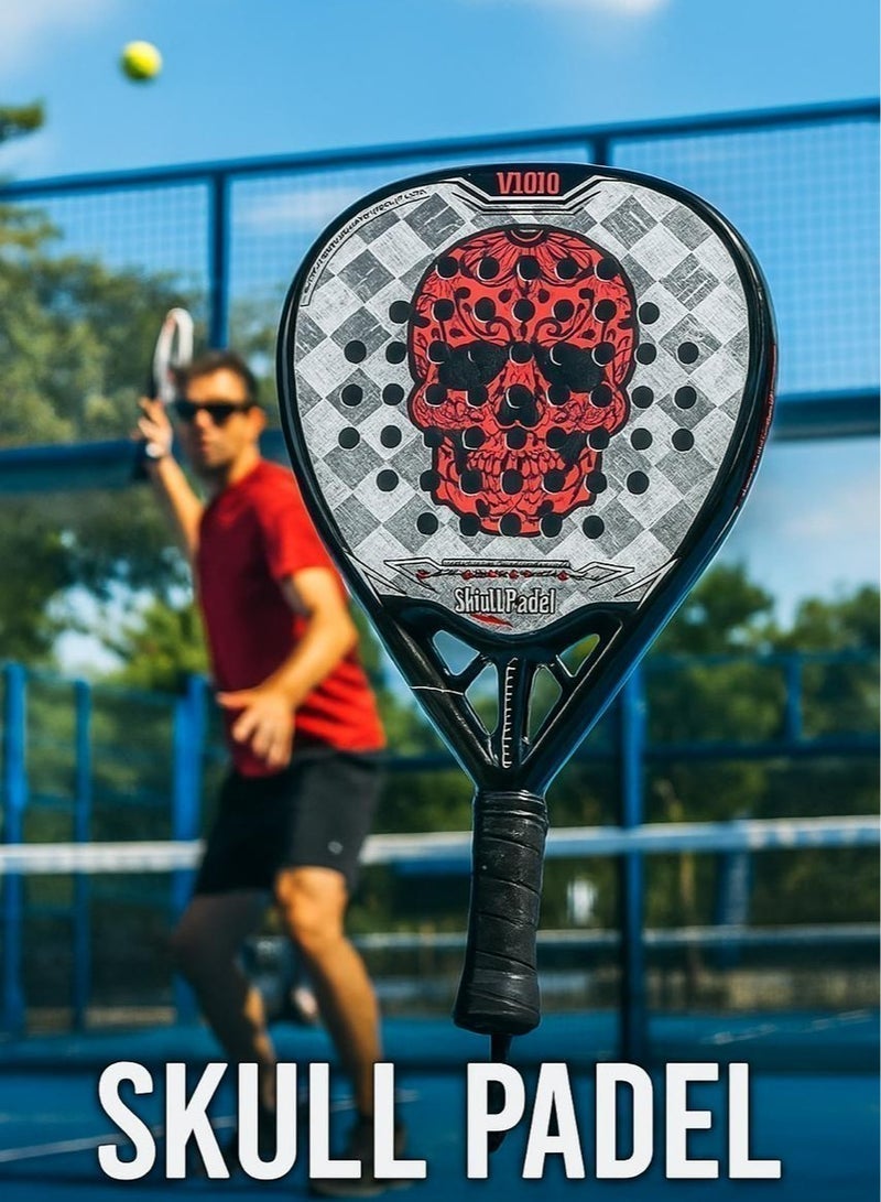Skull Padel PADEL RACKET | V1010 RED BLACK 18K  CARBON with COVER | For Advanced Players - Image 5